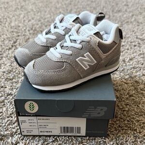 New Balance Kids' Gray and White Sneakers